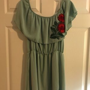 Dress with floral appliqué, NWT, super cute on